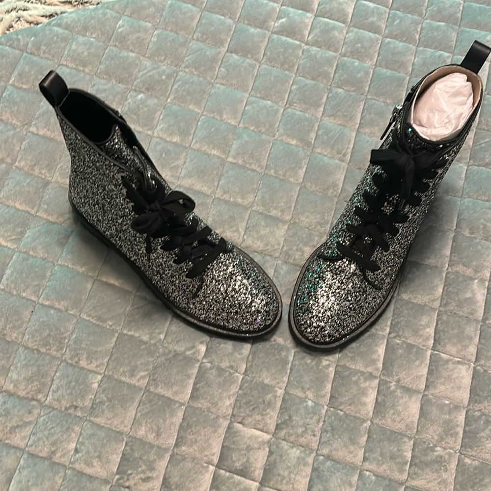 Kate Spade Jemma Combat boot sparkle glitter new size 7.5